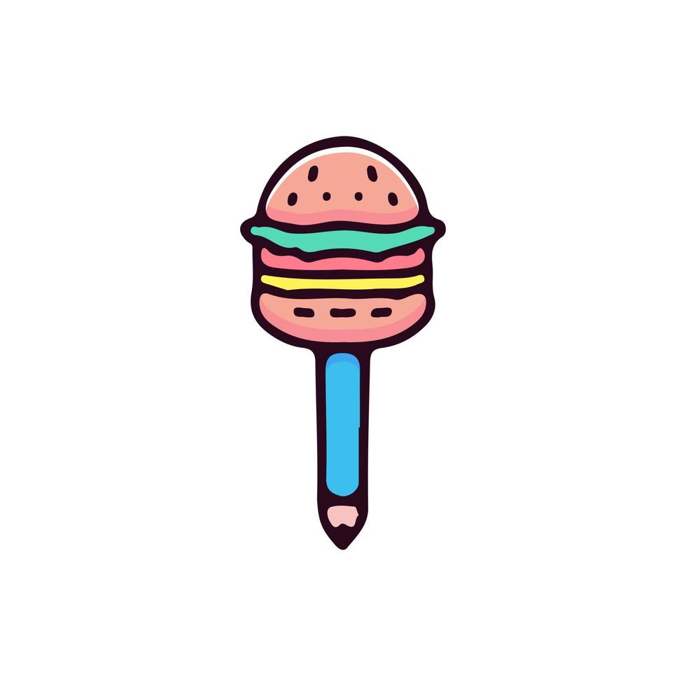 illustration de crayon et hamburger. graphiques vectoriels pour les impressions de t-shirts et autres utilisations. vecteur