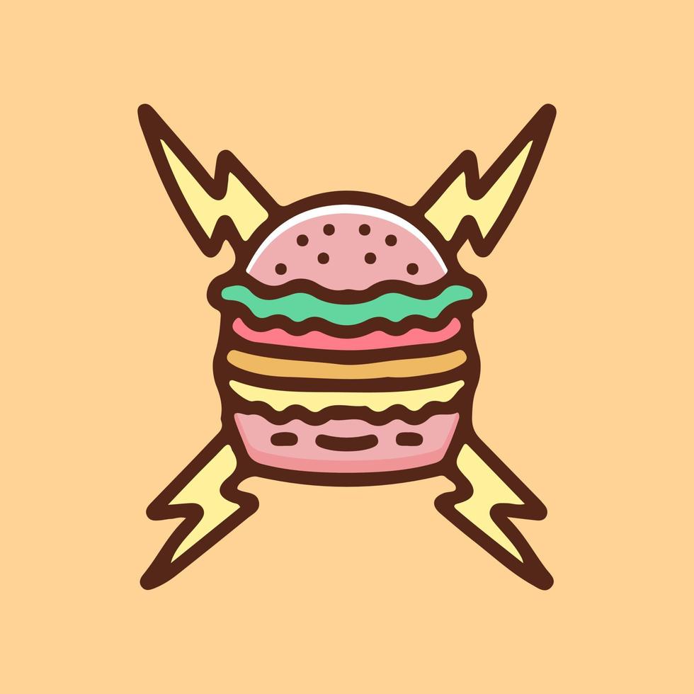 illustration de hamburger de tonnerre. graphiques vectoriels pour les impressions de t-shirts et autres utilisations. vecteur