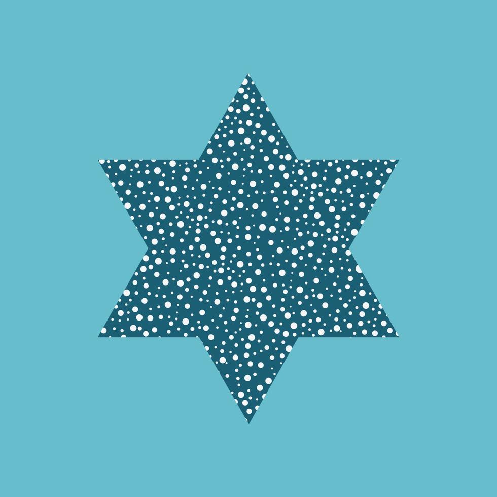 Israël fête de l'indépendance de l'icône du design plat bleu star de david forme avec motif de points blancs avec fond bleu vecteur