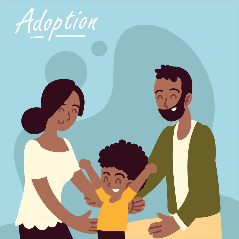 famille d'adoption heureuse vecteur