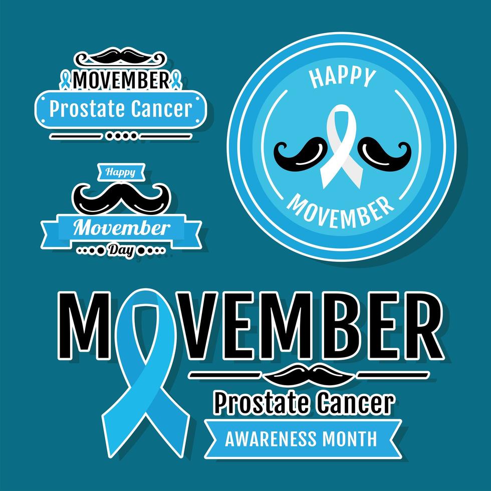 campagne movember quatre emblèmes vecteur