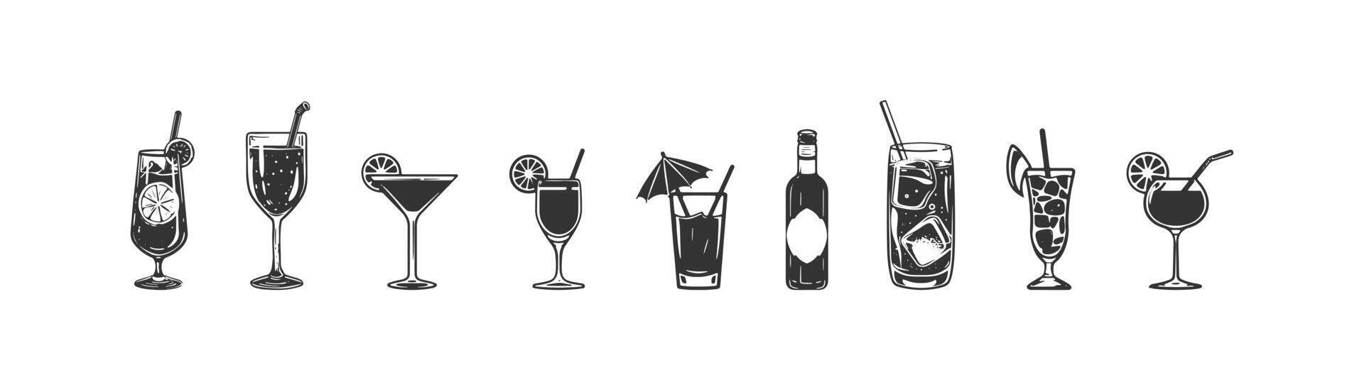 cocktail icône ensemble. vecteur illustration conception.