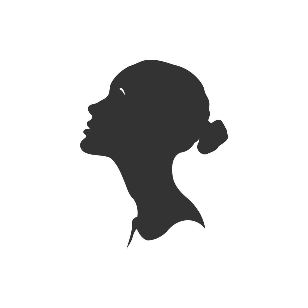 silhouette portrait de une femme avec lié cheveux icône. vecteur illustration conception.