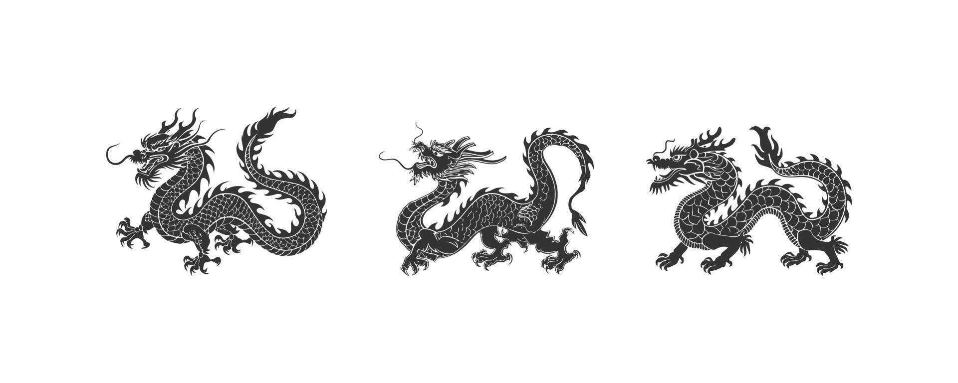 chinois dragon icône ensemble. vecteur illustration conception.