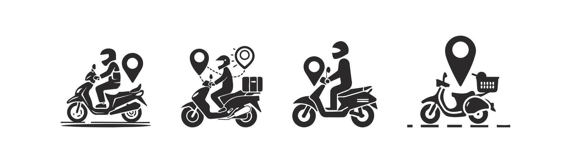scooter livraison icône ensemble. vecteur illustration conception.