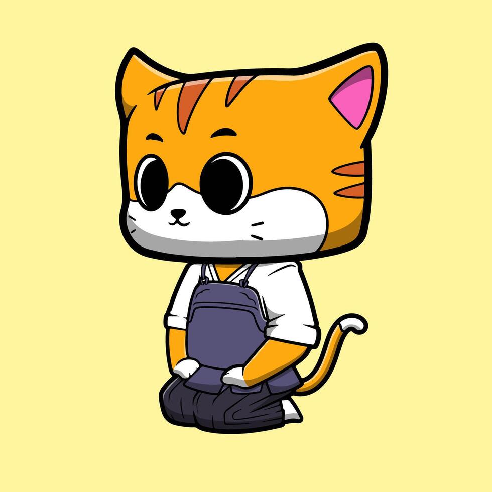 mignonne vecteur chat kendo personnage