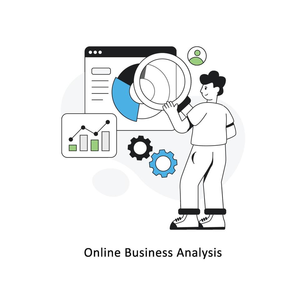 en ligne affaires une analyse plat style conception vecteur illustration. Stock illustration