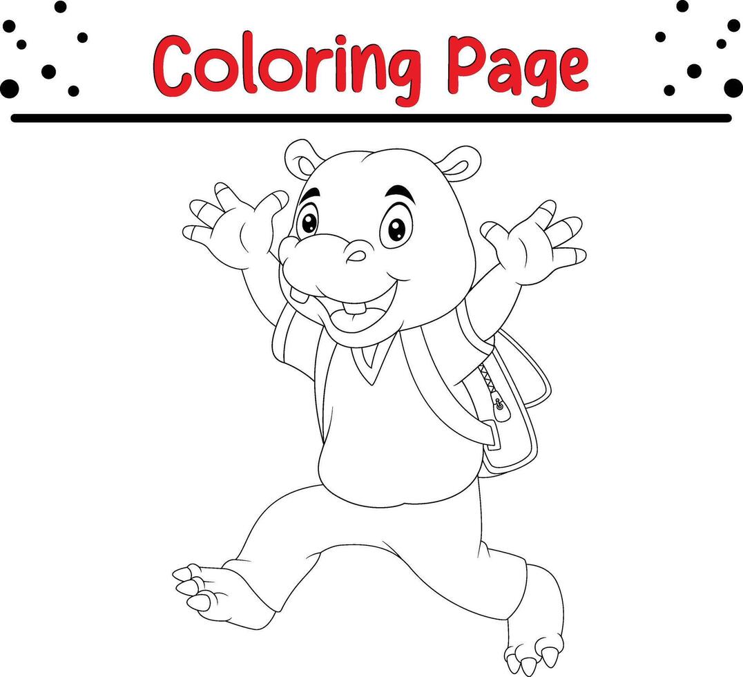 marrant hippopotame Aller école coloration page vecteur