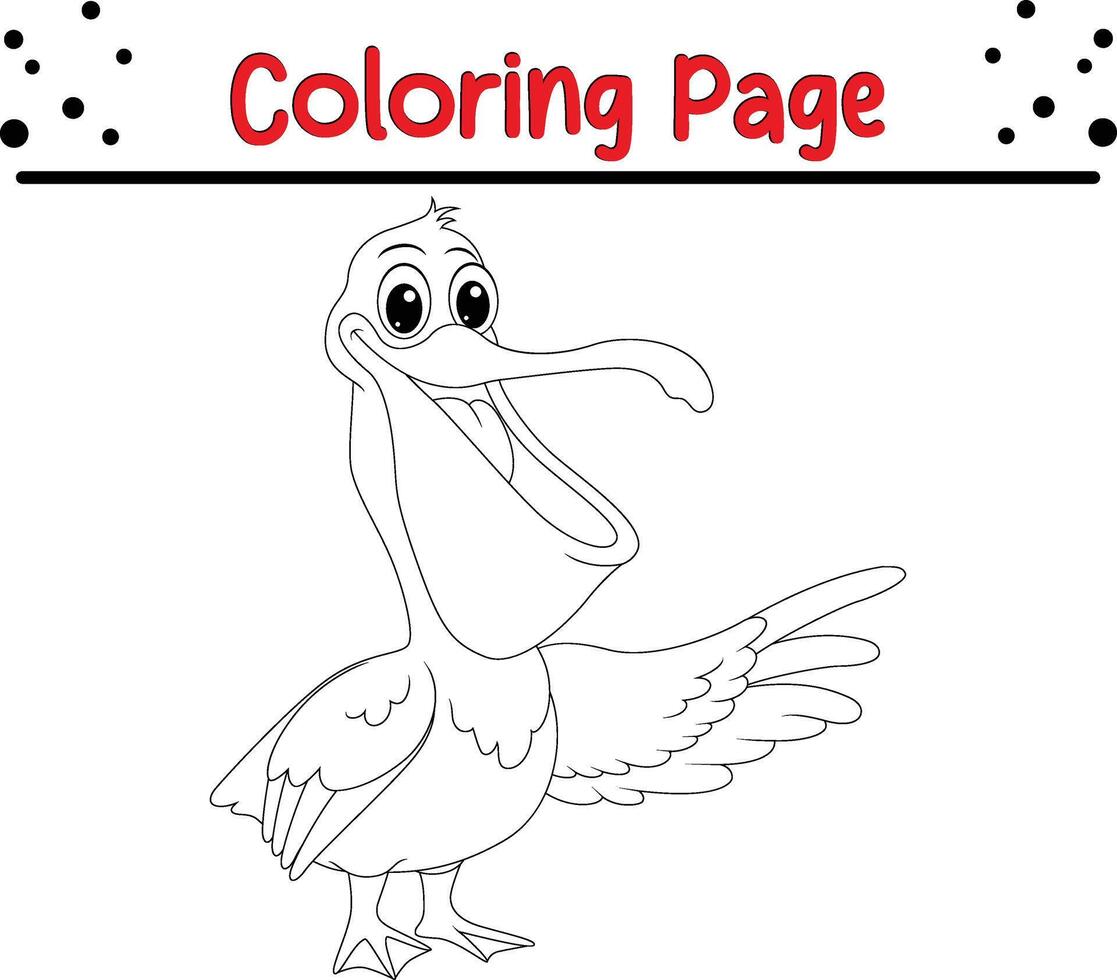 coloration page pélican en présentant avec le sien aile vecteur