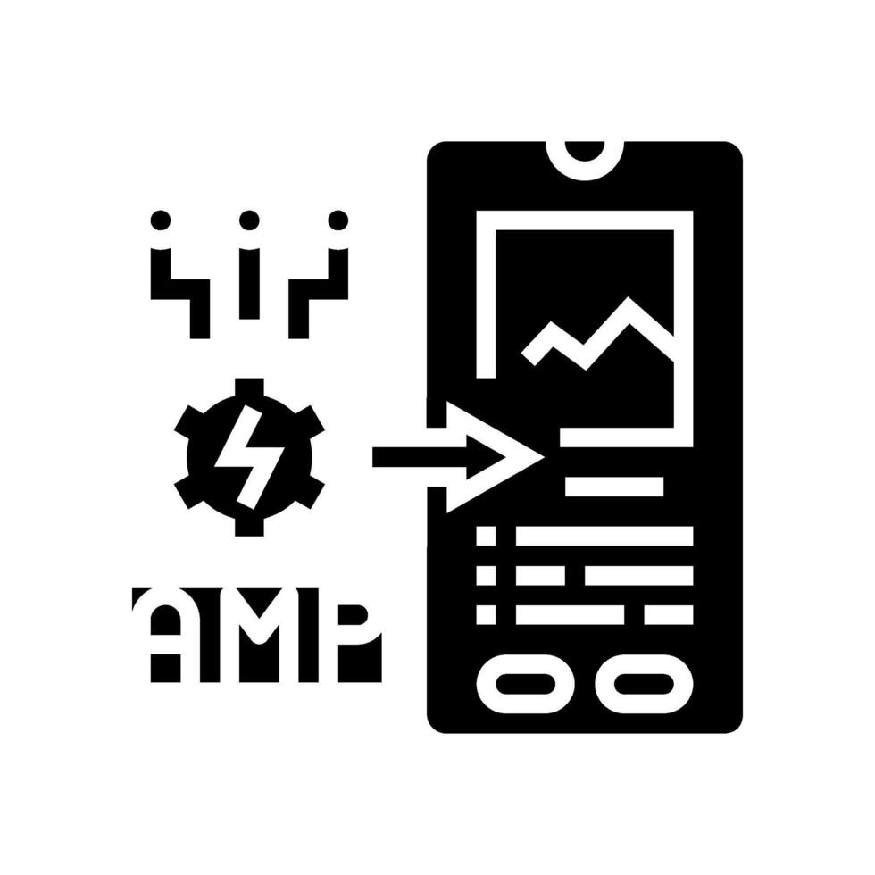 ampli accéléré mobile pages seo glyphe icône vecteur illustration