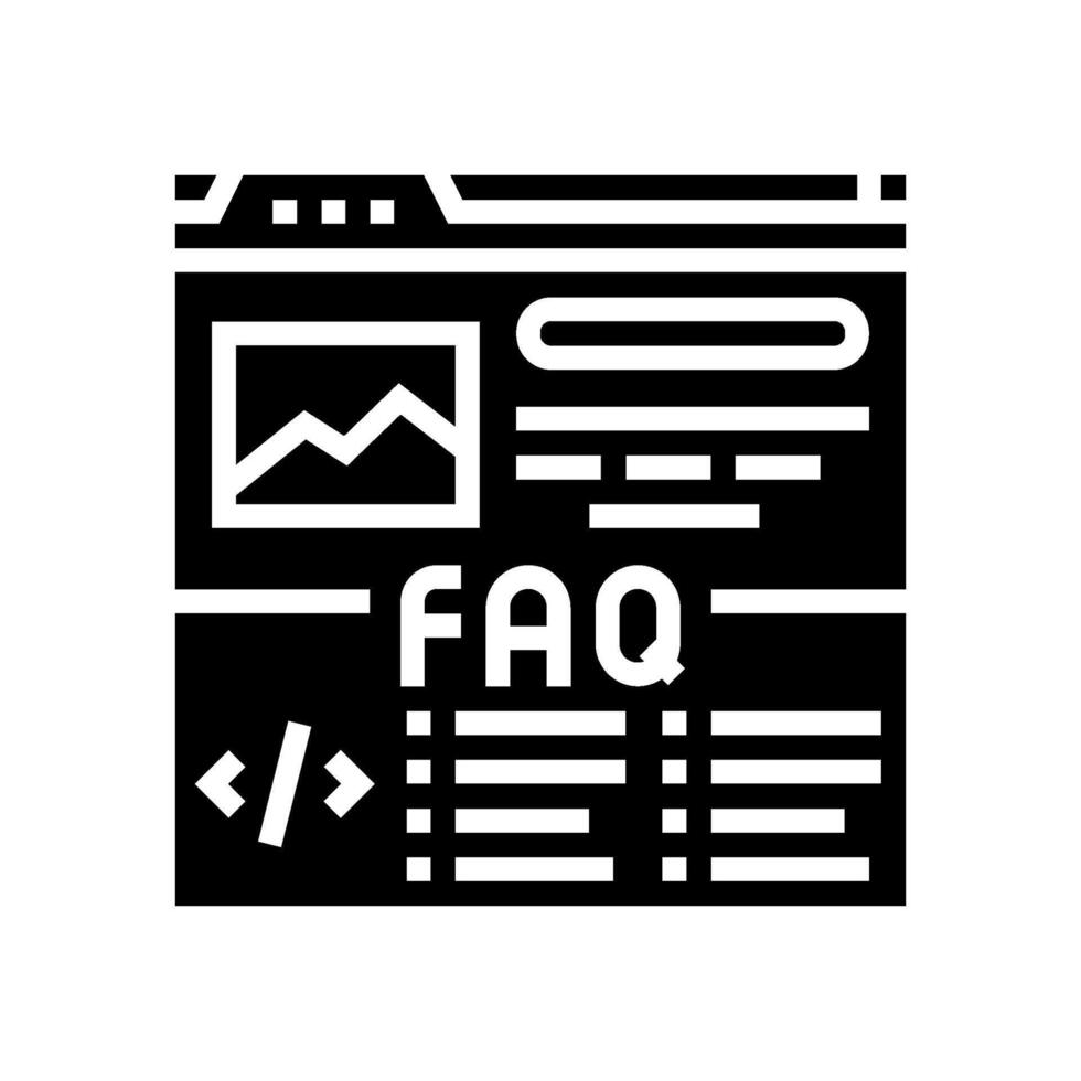 FAQ schéma seo glyphe icône vecteur illustration