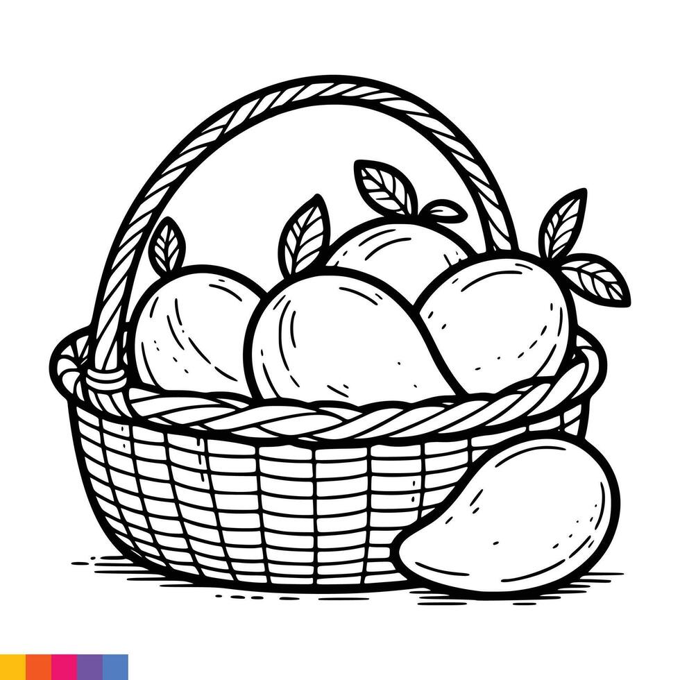 fruit panier ligne art illustration pour le coloration livre. des fruits coloration page. vecteur graphique