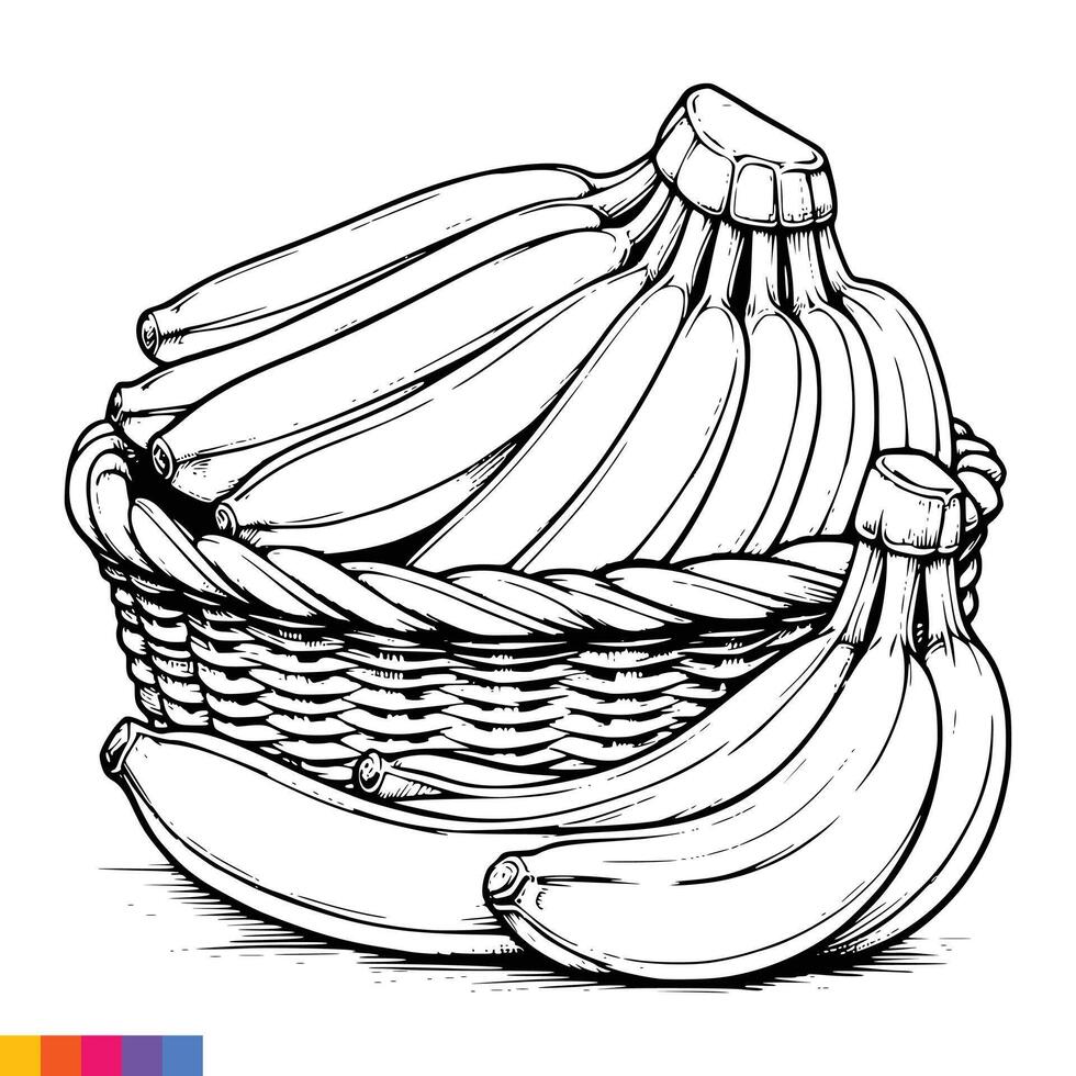 fruit panier ligne art illustration pour le coloration livre. des fruits coloration page. vecteur graphique