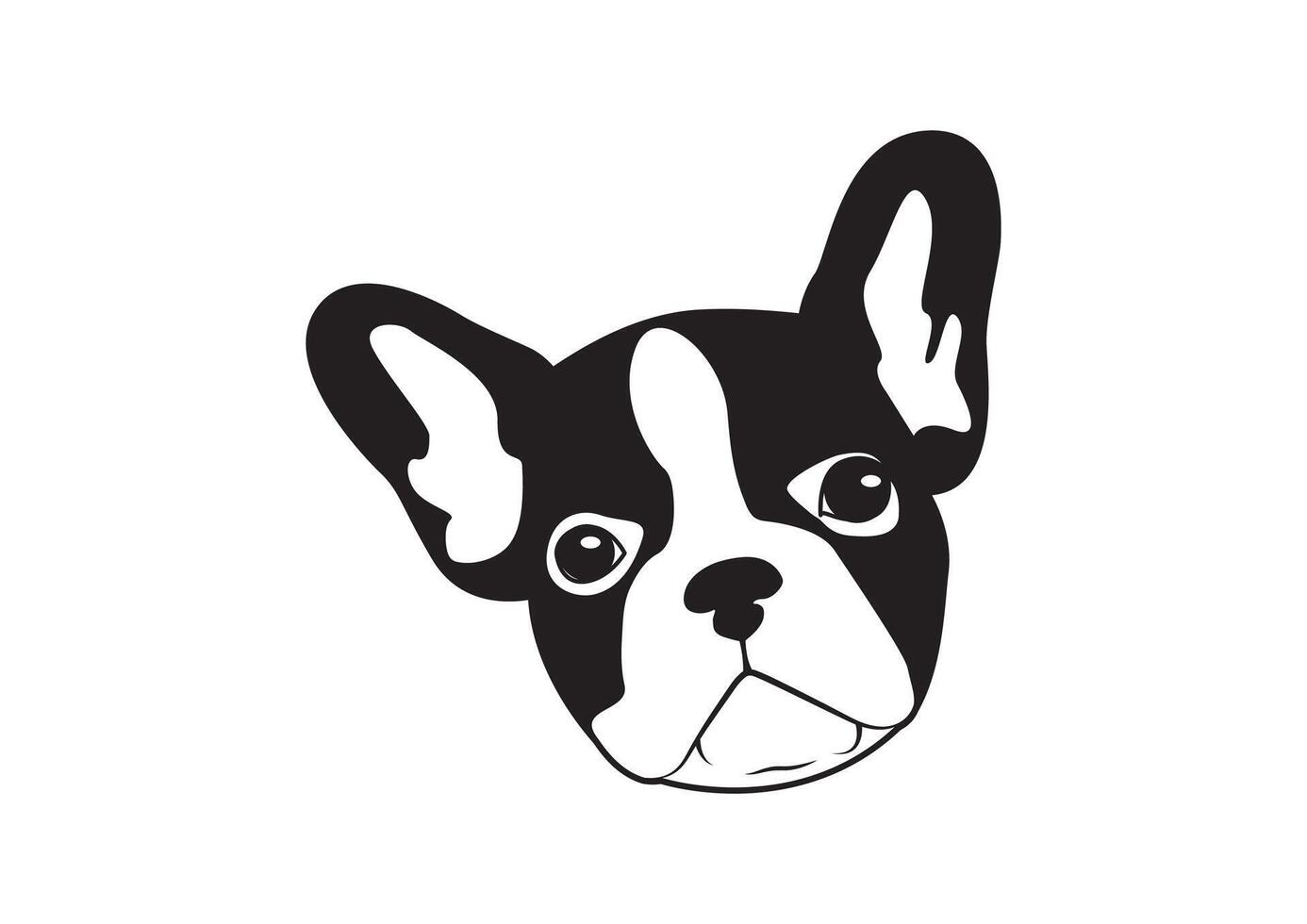 mignonne deux tons français bouledogue noir et blanc logo vecteur