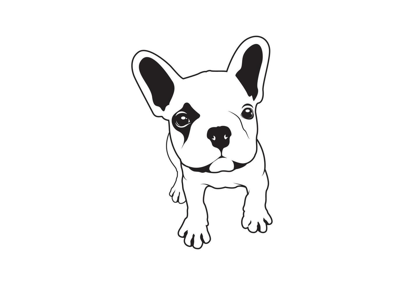 mignonne français bouledogue à la recherche à propriétaire noir et blanc logo vecteur