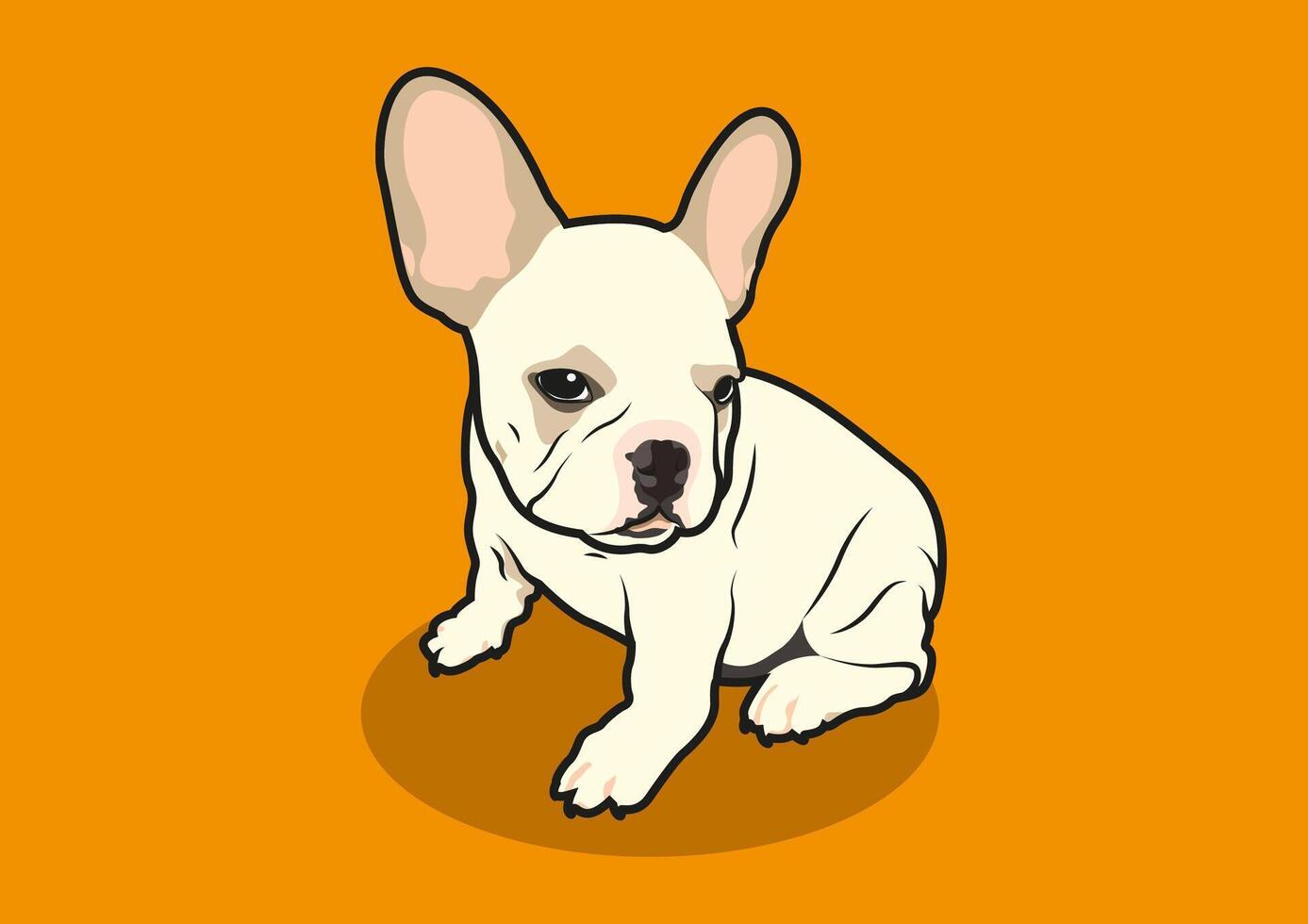 mignonne joufflu français bouledogue et le sien adorable lapin oreilles dans Orange Couleur Contexte vecteur
