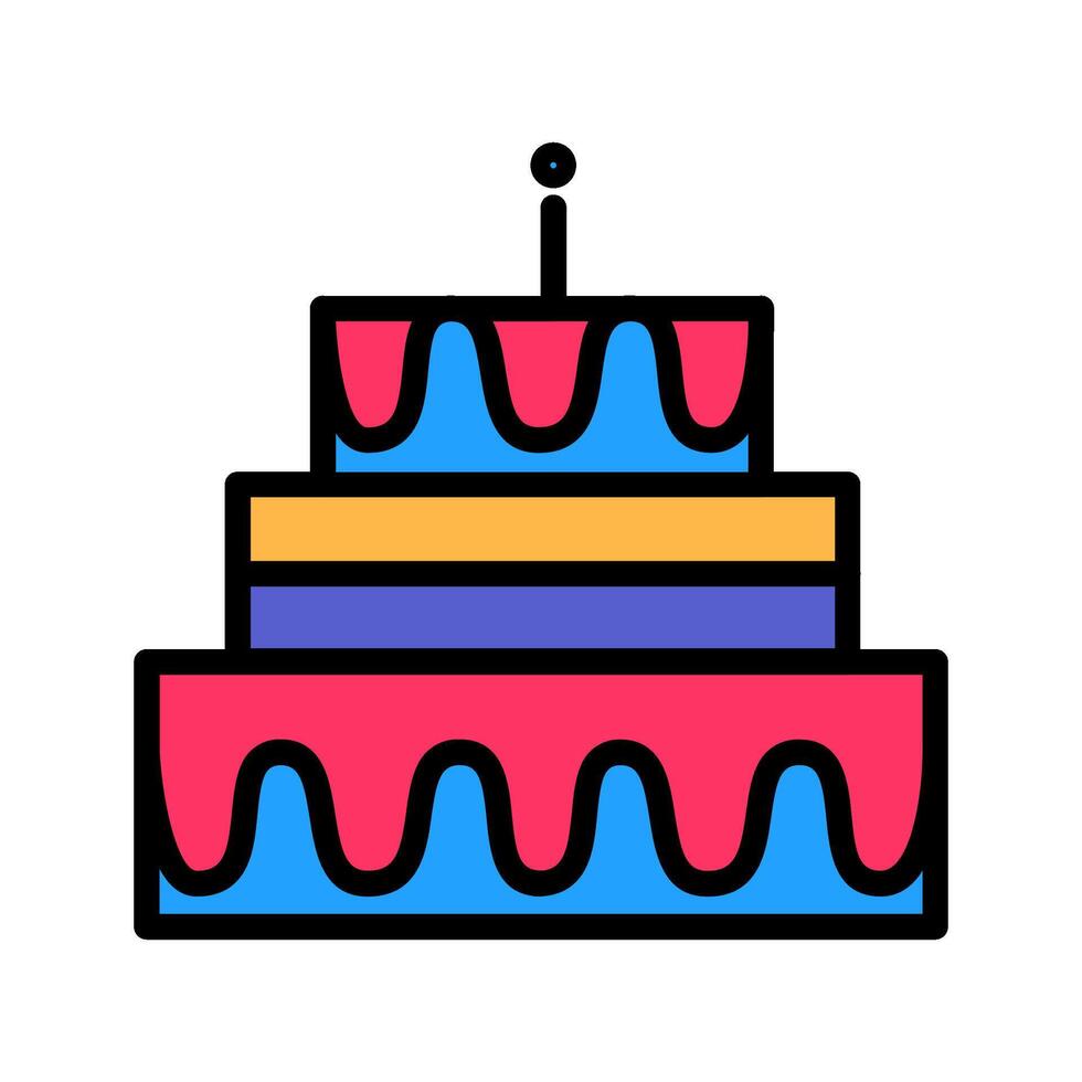 biscuit gâteau anniversaire fête Couleur accident vasculaire cérébral icône vecteur