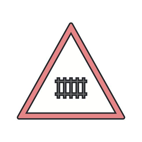 Icône de panneau de signalisation de passage à niveau de vecteur (avec porte)