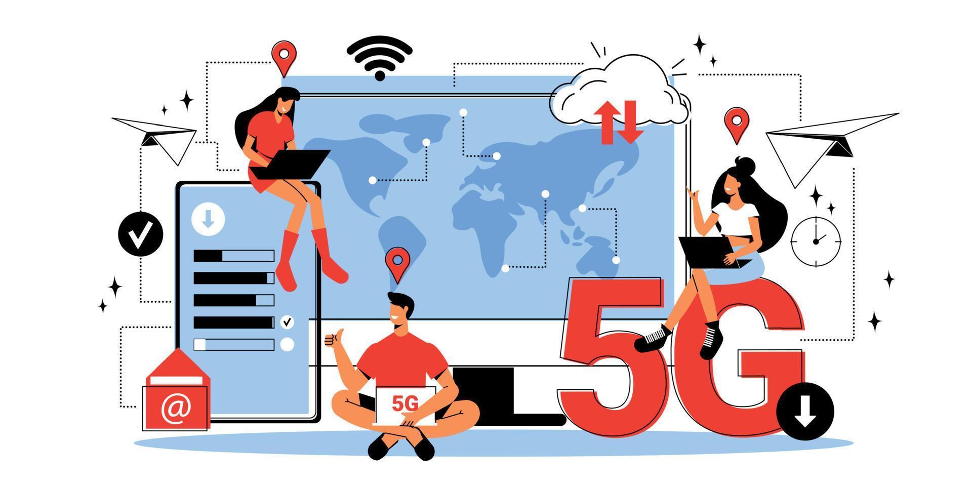 illustration internet 5g vecteur