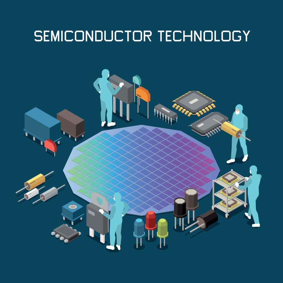 composition de la technologie des semi-conducteurs isométrique vecteur
