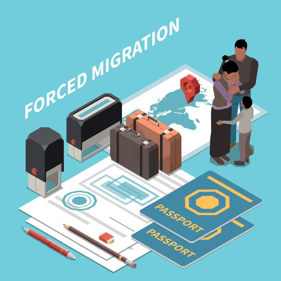 composition de migration forcée isométrique vecteur