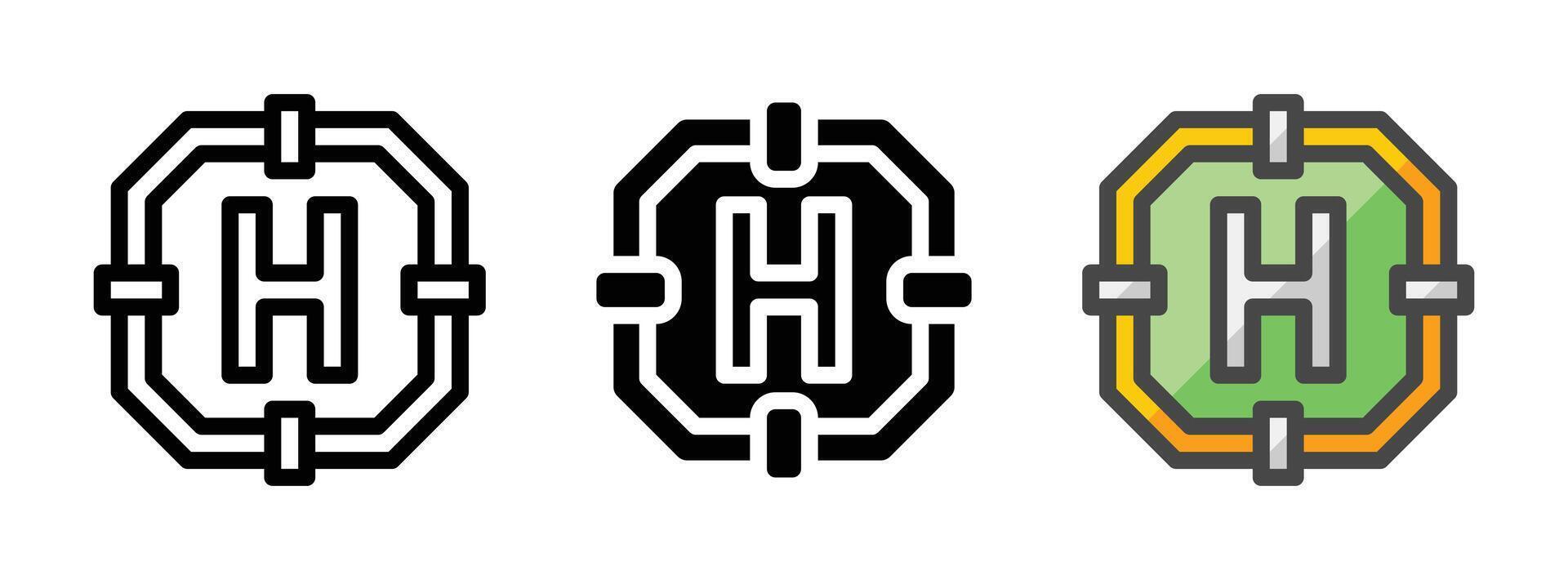 polyvalent héliport vecteur icône dans contour, glyphe, rempli contour style