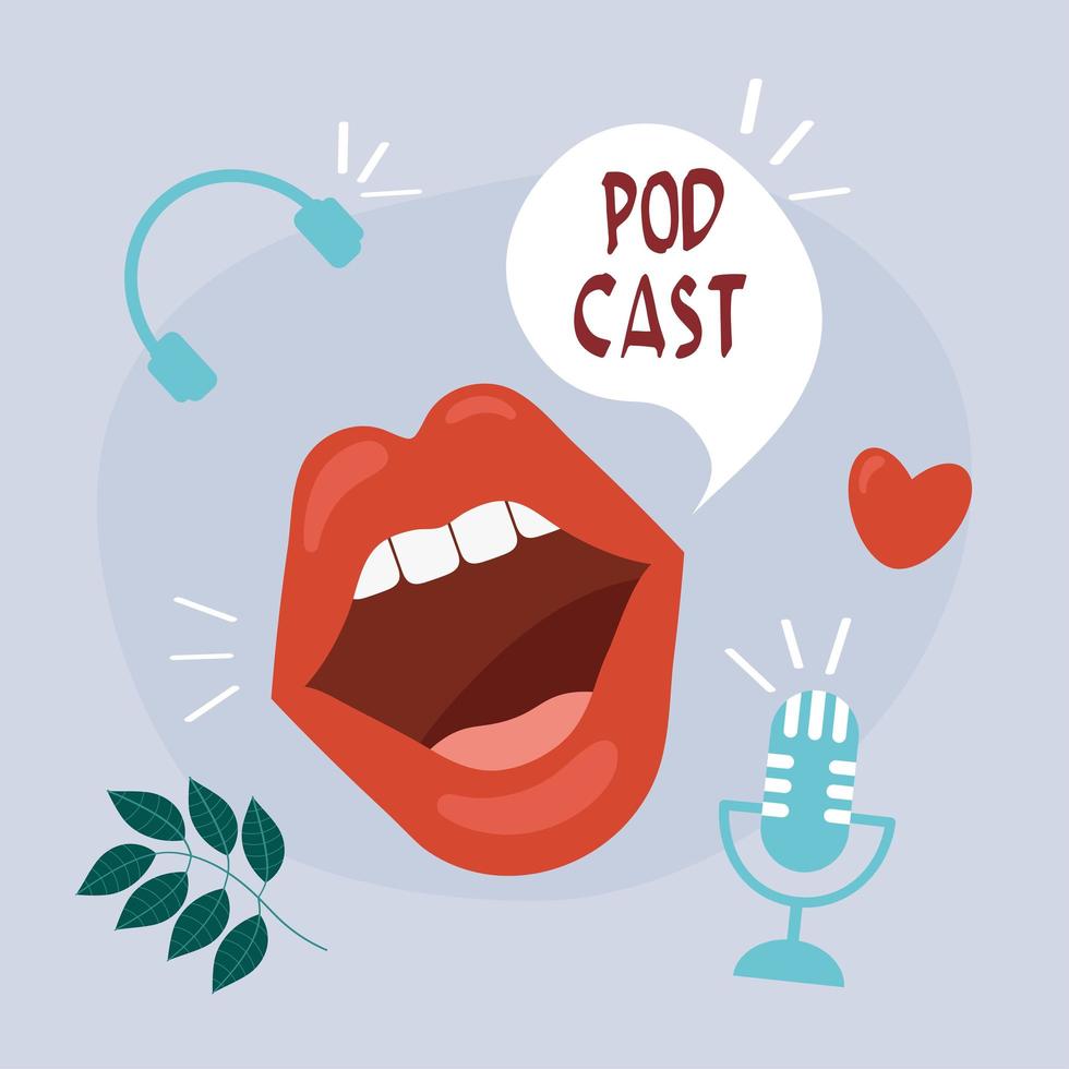 podcast hurlant à la bouche vecteur