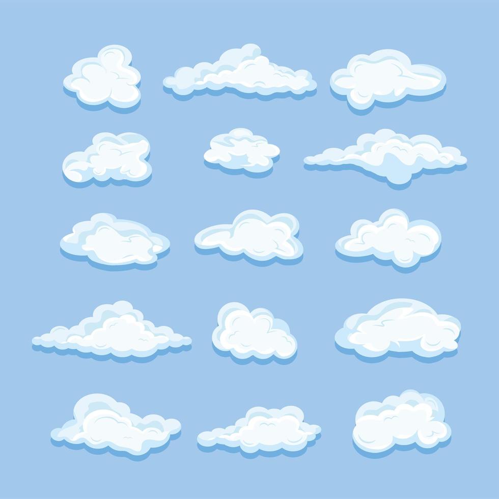 jeu d'icônes de nuages de ciel vecteur