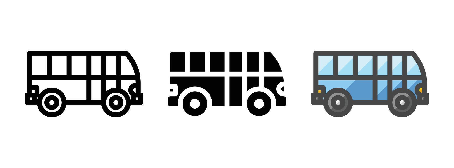 polyvalent autobus vecteur icône dans contour, glyphe, rempli contour style