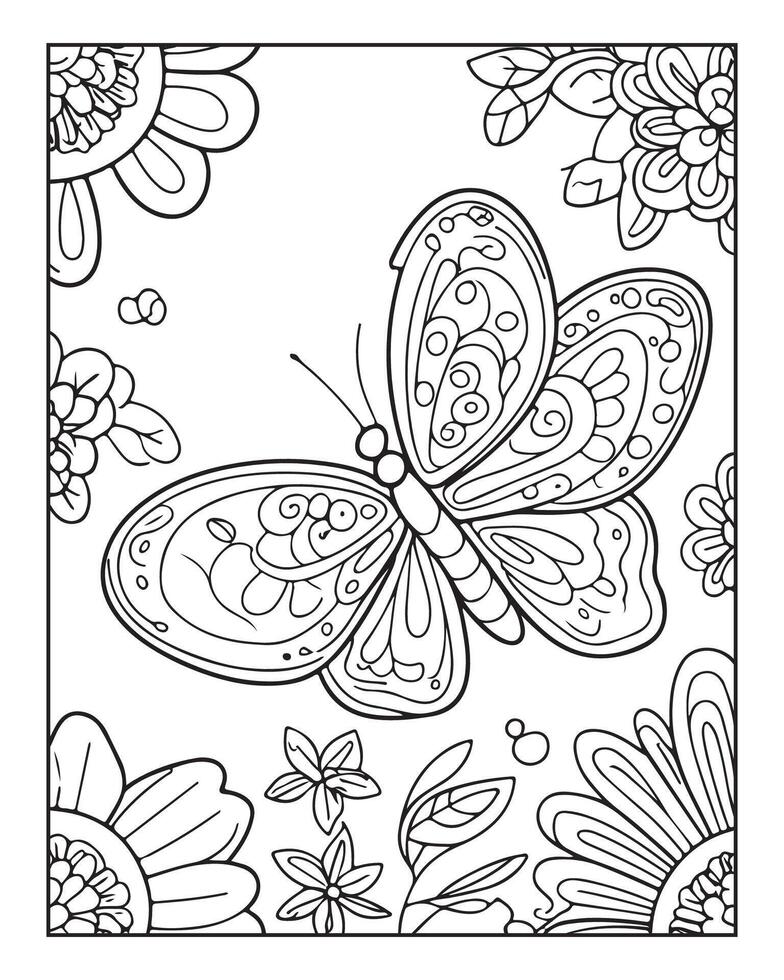 magnifique papillon coloration page vecteur