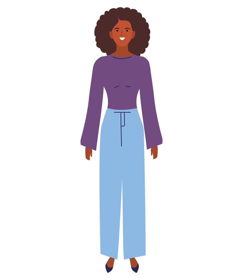 personnage de jeune femme afro vecteur