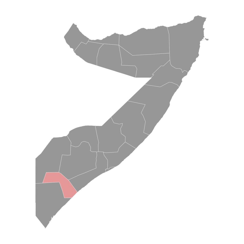 milieu juba Région carte, administratif division de Somalie. vecteur illustration.