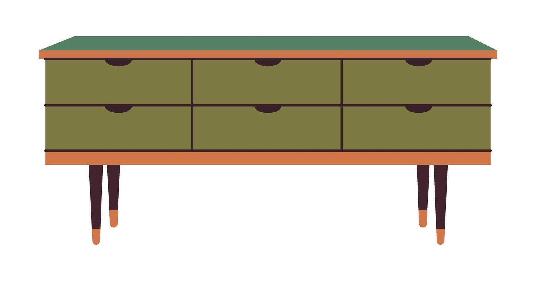 poitrine de tiroirs. vert en bois moderne commode ou une commode pour Accueil intérieur. branché espace de rangement meubles dans scandinave style pour vivant chambre. plat vecteur illustration isolé sur une blanc Contexte.