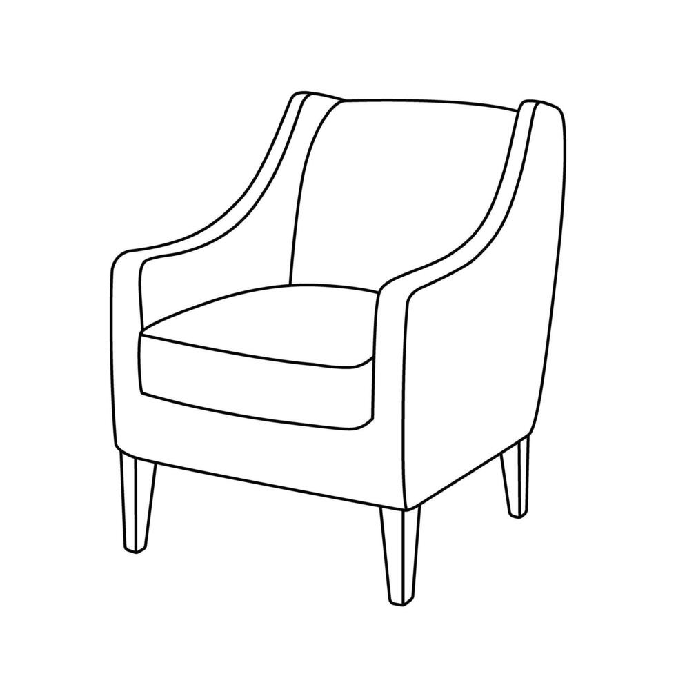 fauteuil contour icône. chaise ligne illustration. linéaire illustration de branché doux meubles. vecteur fauteuil esquisser isolé sur blanc Contexte.