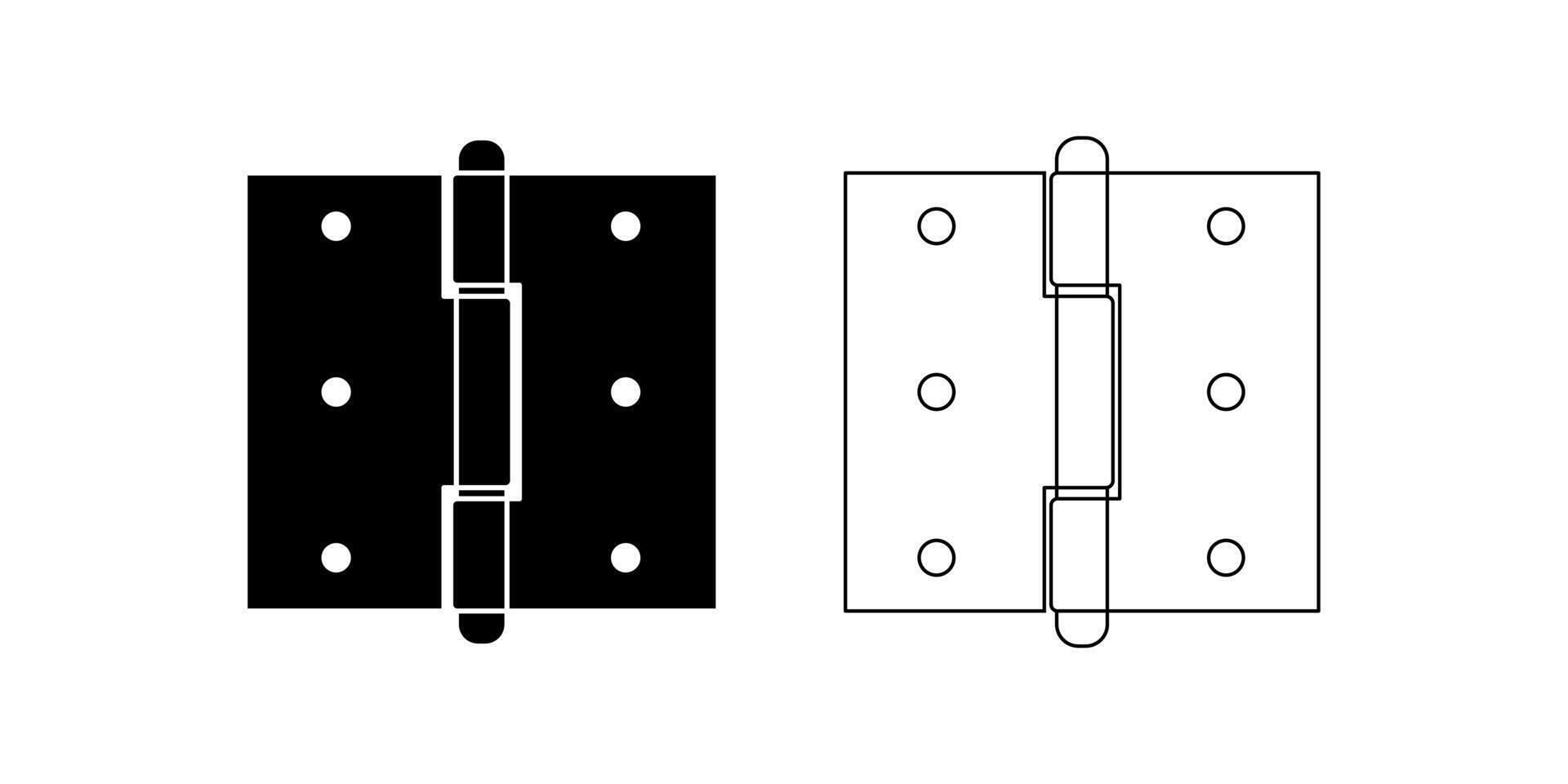 contour silhouette porte charnière icône ensemble isolé sur blanc Contexte vecteur