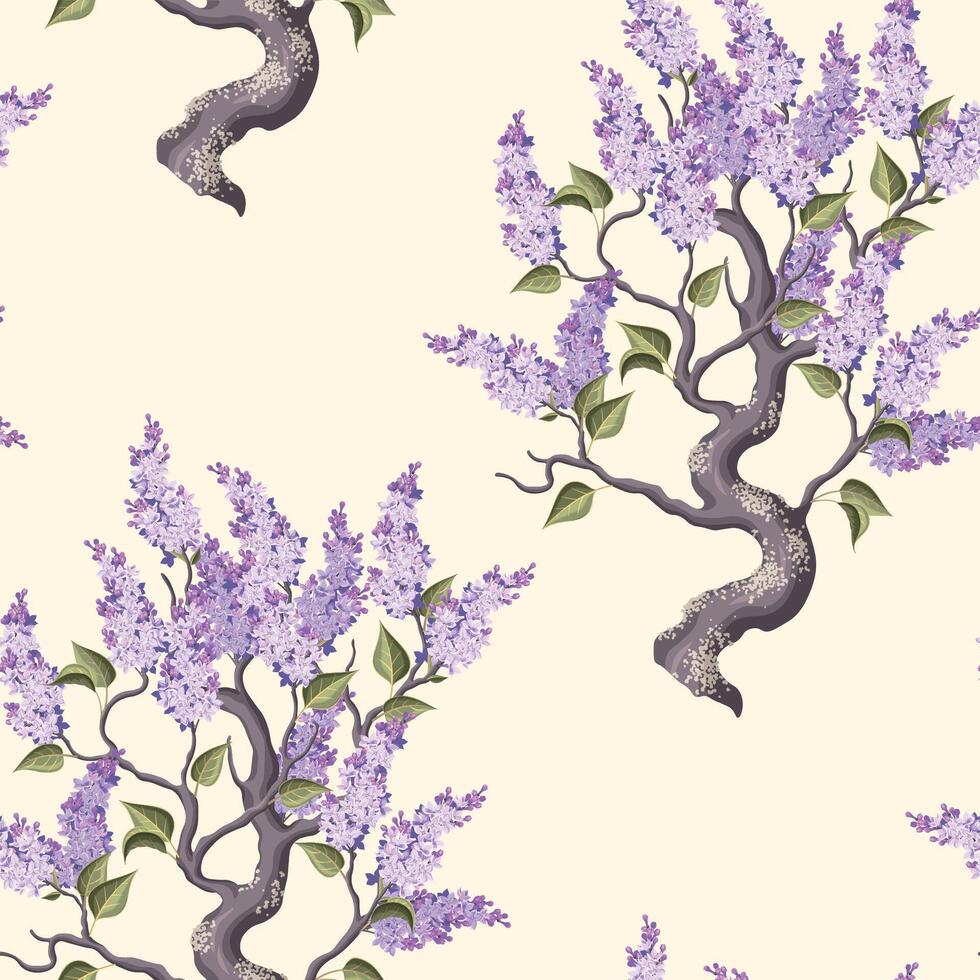 sans couture modèle vecteur violet lilas branches sur blanc Contexte