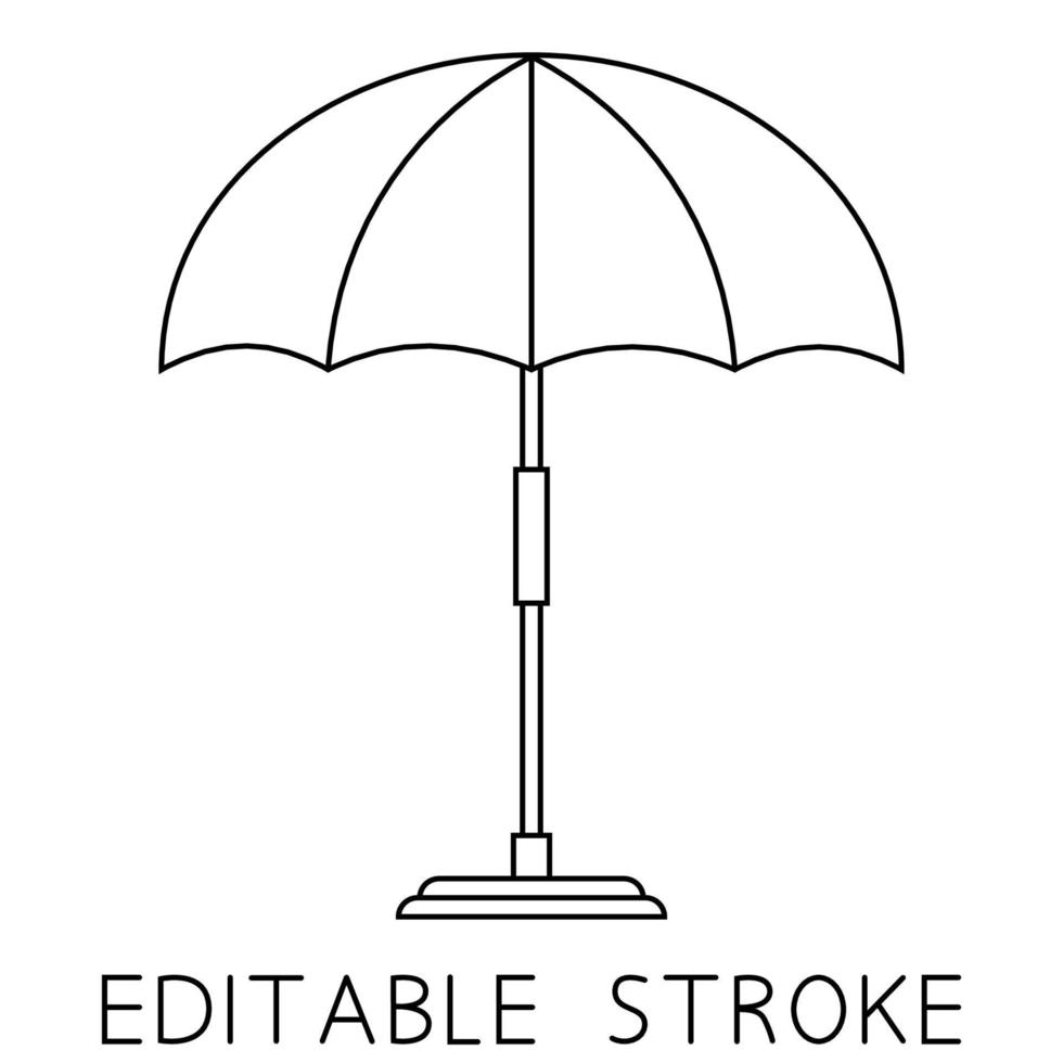 Parasol. icône linéaire de parasol de plage ou de piscine. illustration de la ligne mince. symbole de contour. le symbole des vacances à la mer. trait modifiable. vecteur