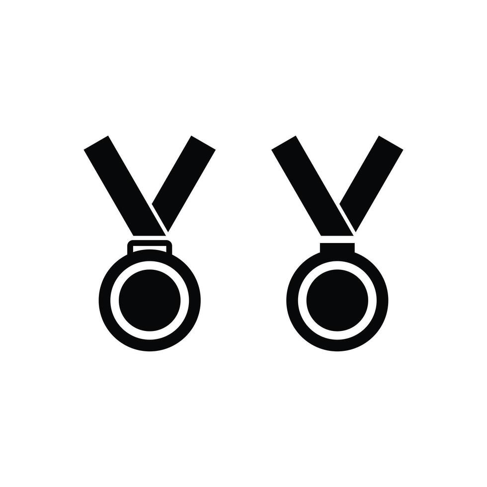 médaille icône vecteur silhouette avec ruban