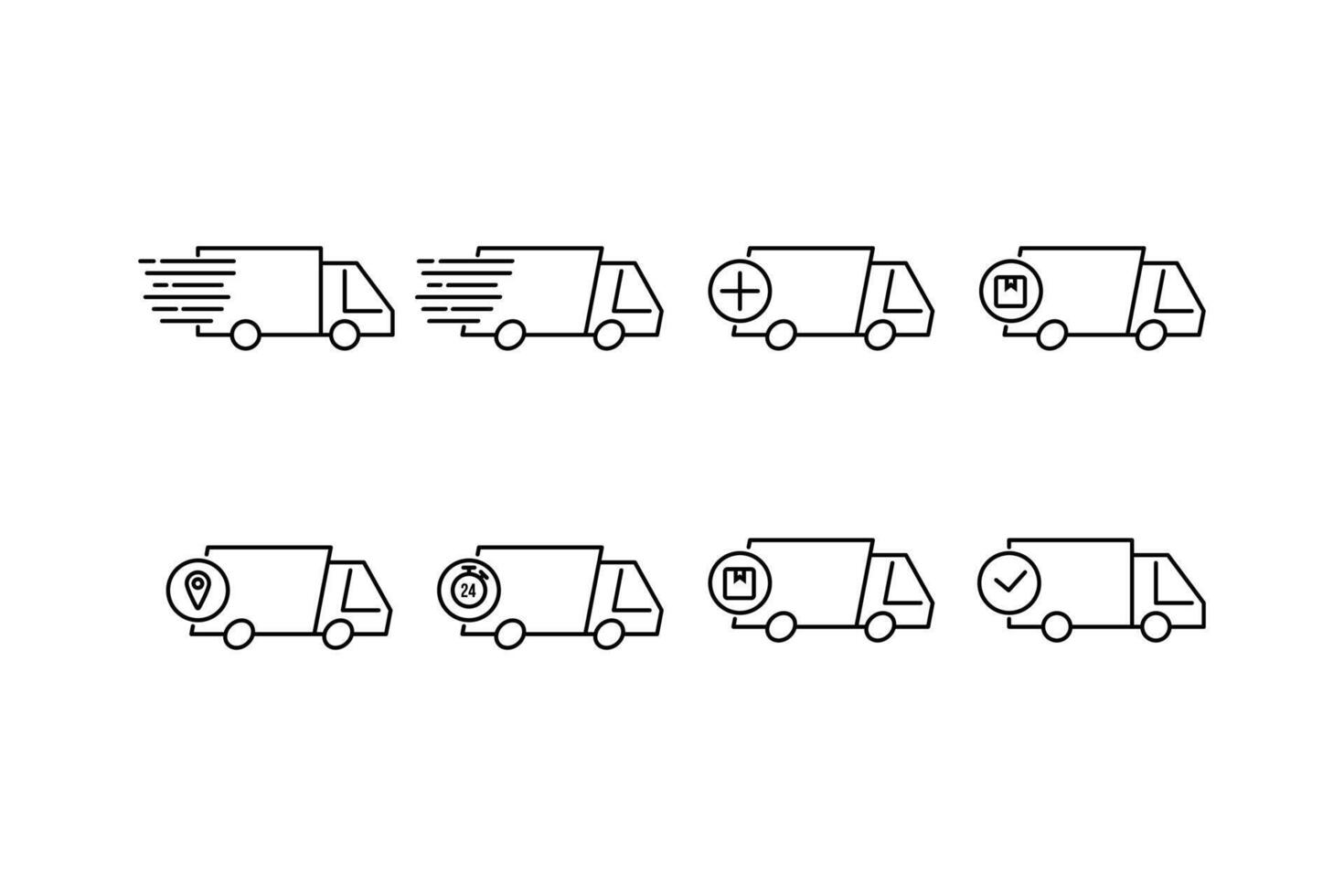 icône ensemble vite livraison un camion vecteur conception contour style