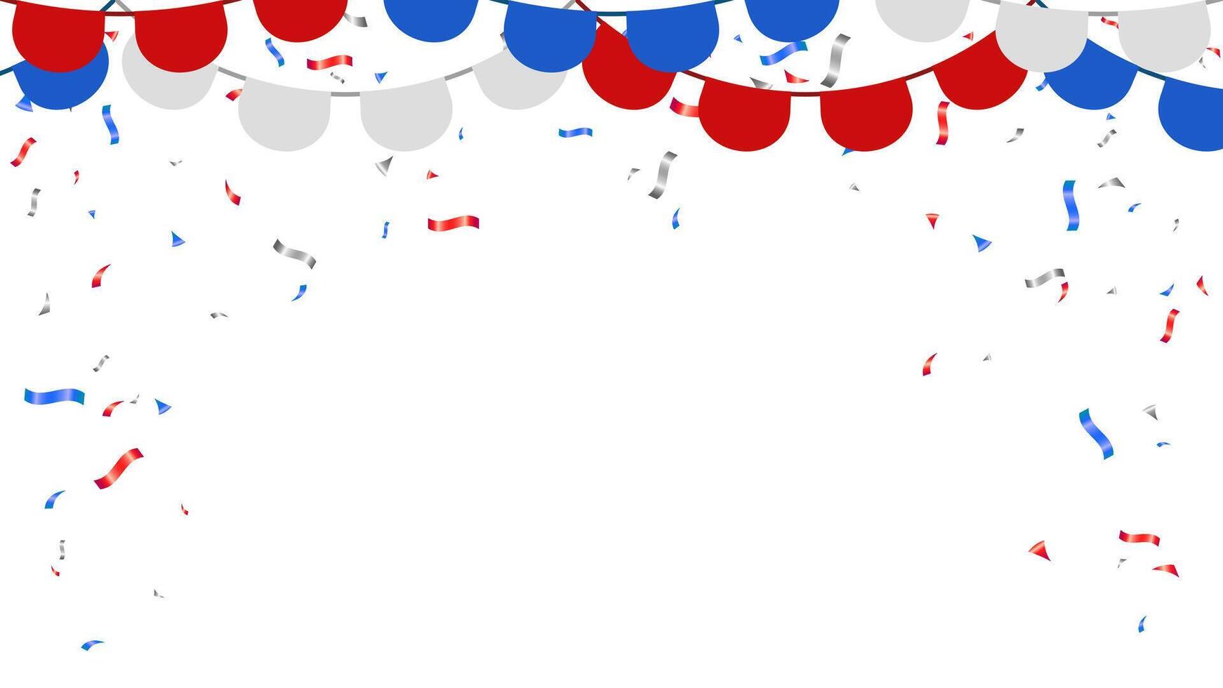 drapeau rouge, bleu et blanc confettis chute sur Contexte. fête événement, anniversaire vecteur