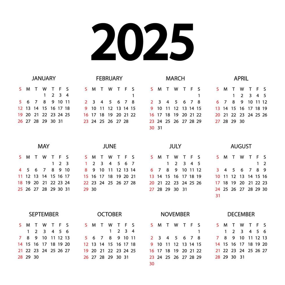 modèle de calendrier pour l'année 2025. agenda agenda dans un style  minimaliste. la semaine commence