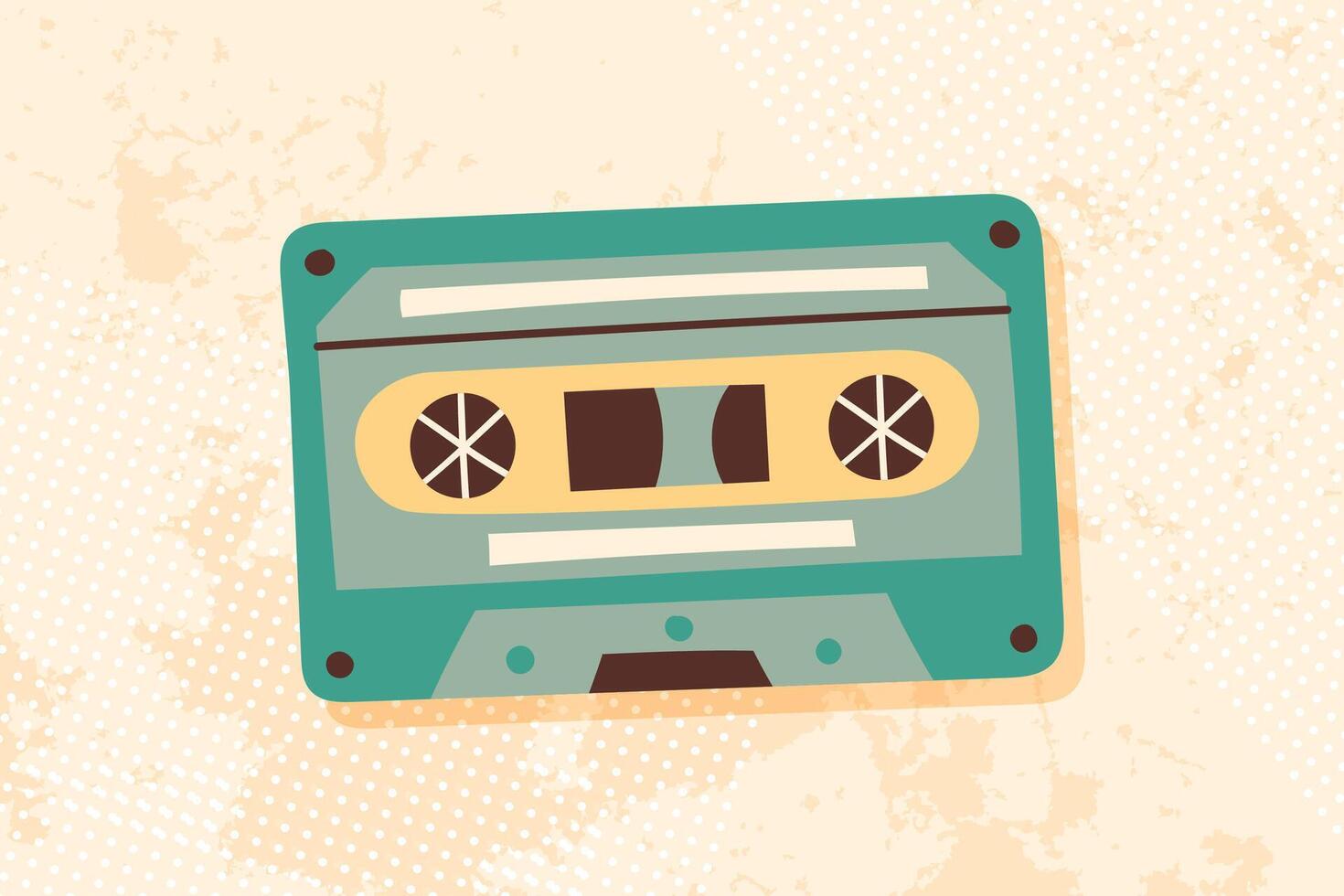 ancien cassette dans rétro style. vecteur plat main tiré illustration.