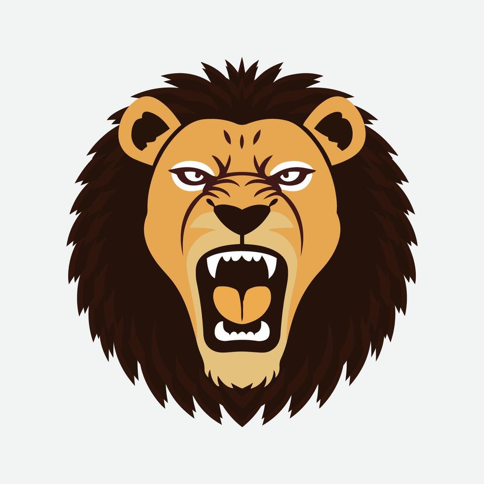 Lion tête rugissement en colère Lion visage emblème logo vecteur art illustration