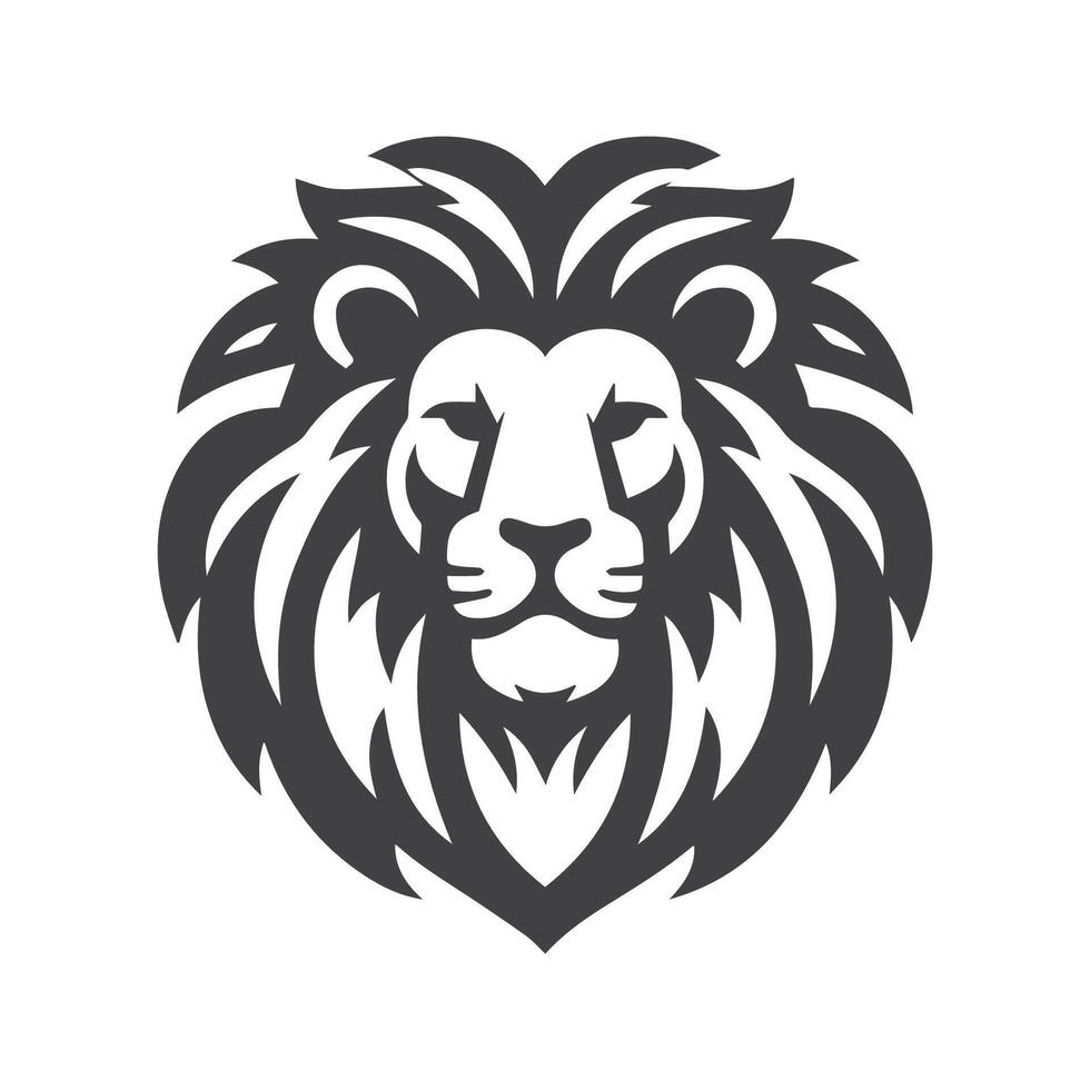 Lion tête logo monochrome conception vecteur
