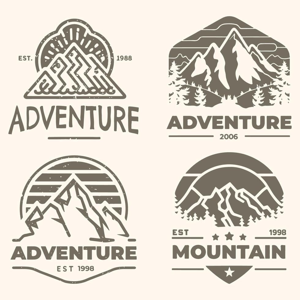 aventure Montagne logo ancien conception art vecteur