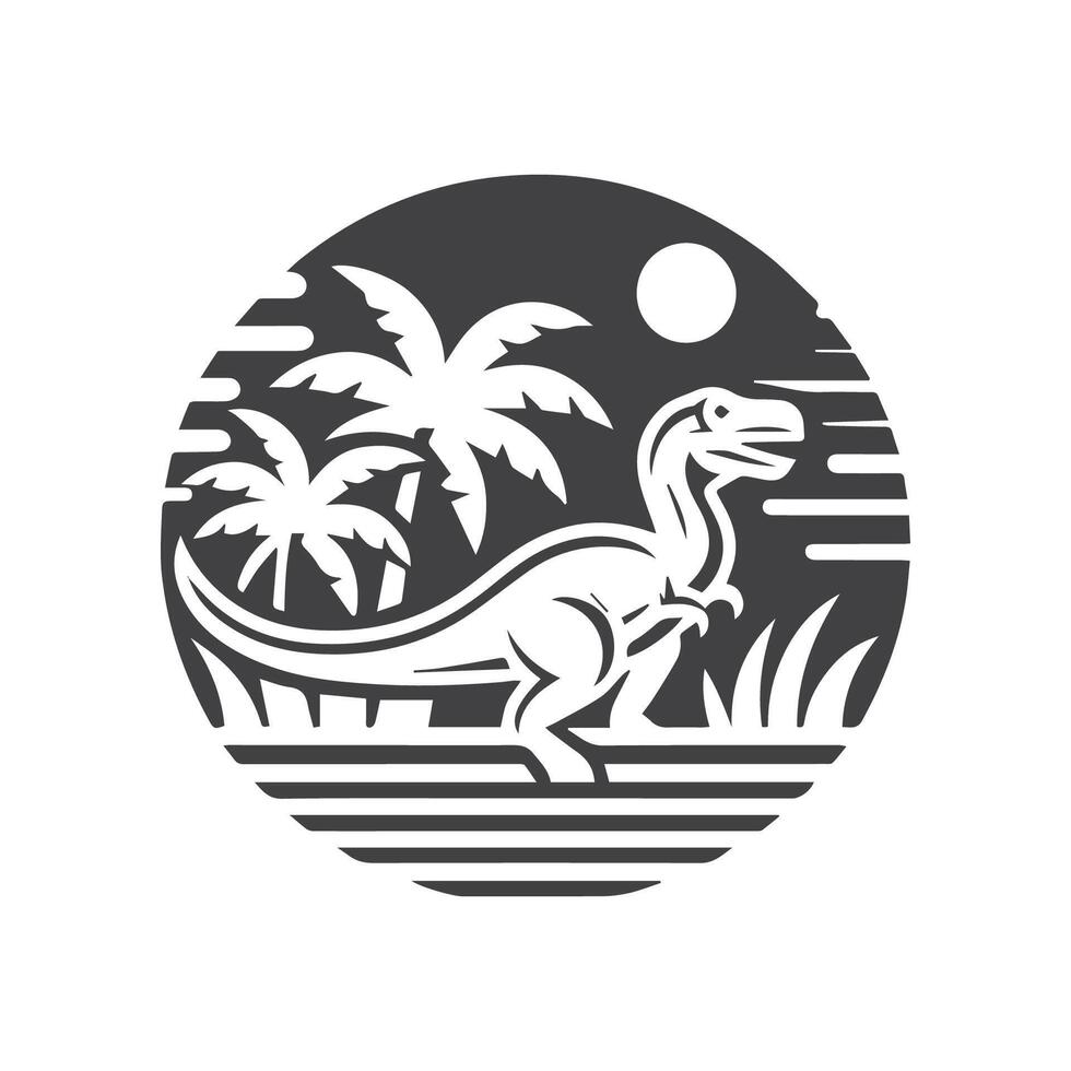 dinosaures monochrome logo noir et blanc vecteur