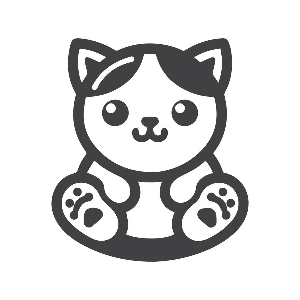 mignonne chat logo dans monochrome plat conception vecteur