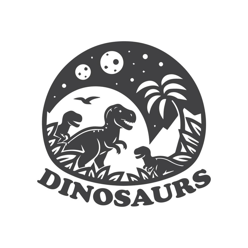 dinosaures monochrome logo noir et blanc vecteur