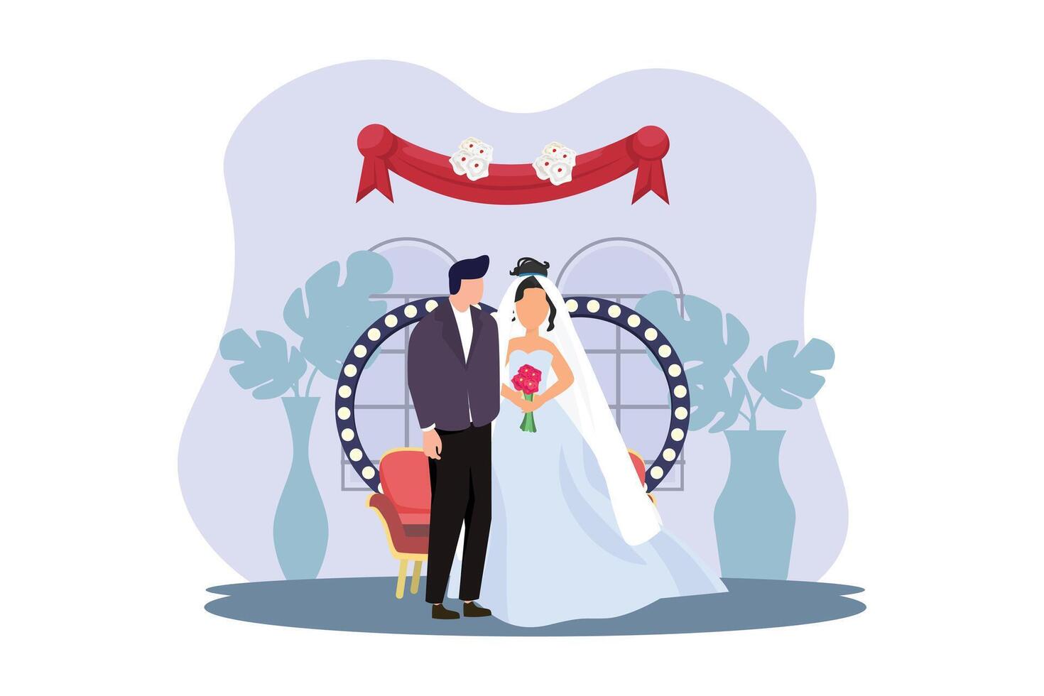 mariage couple plat illustration conception vecteur