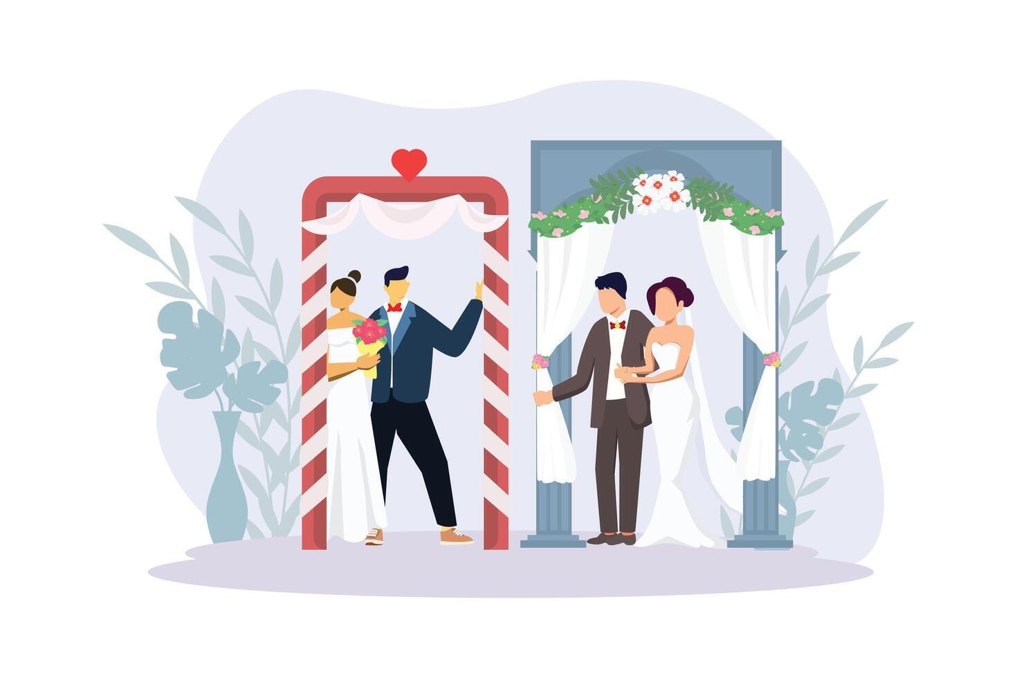 mariage couple plat illustration conception vecteur